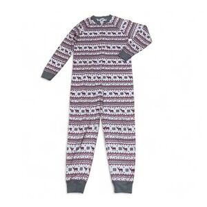 P.J. Salvage Womens Medium Deer‎ Fair Isle Holiday Pajama One Piece Jumpsuit